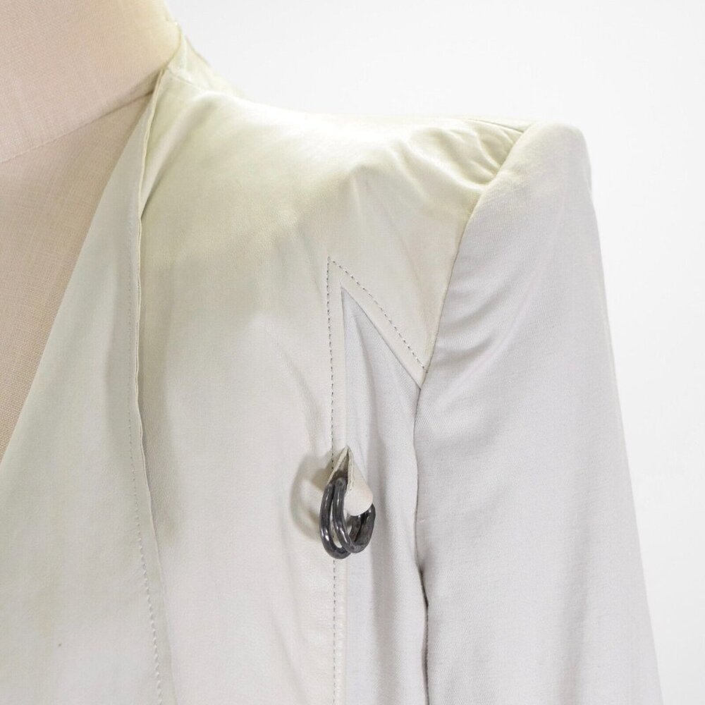 Helmut Lang Light Gray Draped Leather Blazer - Picture 11 of 13